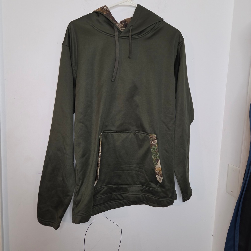 Gamehide Mens Olive Green Camo Accent Hunting Hoodie Performance Pullover BFH L